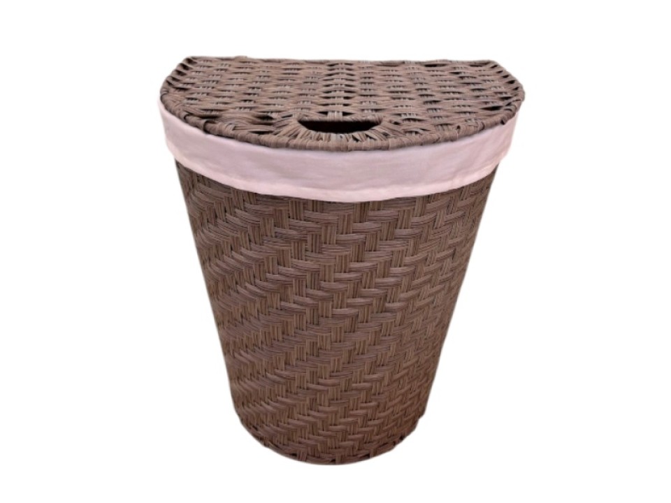 Premium Twill Woven Half-Moon PE Hamper with Lid and Liner